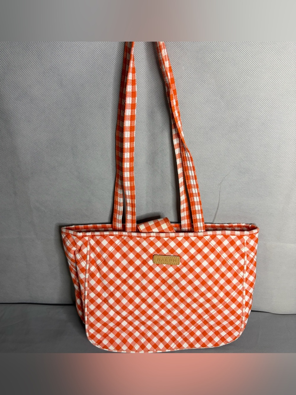 Ralph Lauren Orange and White Gingham Bag